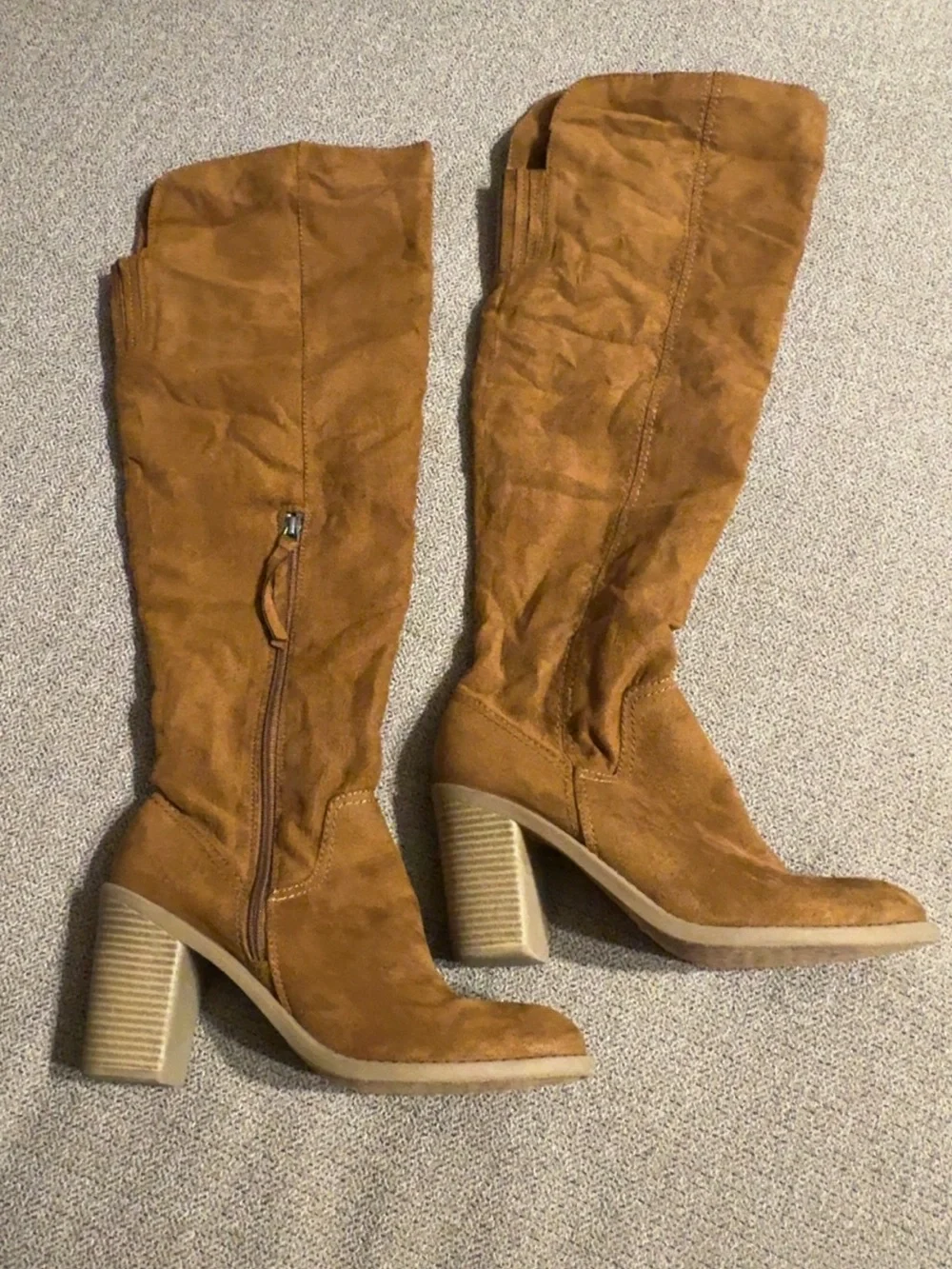 Dolce Vita Cognac Suede Over-the-Knee Block Heel Boots